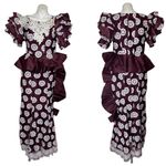 HANDMADE Lace African Style Formal Top Skirt Burgundy White Hand Crafted Size M Photo 12