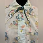 UNBRANDED Vintage 70s Blue S/S Wide Collar Holly Hobby Like Rockabilly Shirt M Size M Photo 4