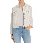 frame denim FRAME Le Vintage Courtyard Striped Cropped Denim Jacket Size M Photo 2