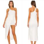 superdown  Marie Midi Dress One Shoulder Knot Front Slit White Small Bridal Chic Photo 1