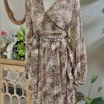 EXPRESS NWT! Sheer Brown and Black Wrap Sundress/Blouse with Bishop Sleeves Photo 2