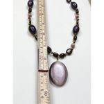 Purple & Brown Beaded Necklace With Large Glass Center Pendant Photo 2