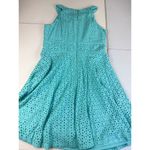 Dress Barn  Aqua Blue Eyelet Sleeveless Fit & Flare Dress - Size 14 Photo 9