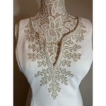 Pappagallo White Gold Embroidered Sleeveless Shift Dress One Size Size 6 Photo 2