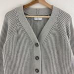 Old Navy Light Grey Brushed Mélange Shaker-Stitch Chunky Knit Cardigan Sweater Photo 4