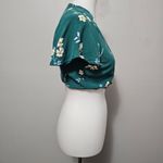 PacSun  Lottie Moss Green Floral Faux Wrap Tie Side Vneck Crop Top Size XS Photo 3