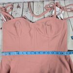 Dessy Collection Bustier Crepe Midi Dress Adjustable Bow Straps Desert Rose 3069 Pink Size 12 Photo 8