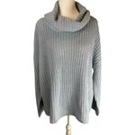 Haven Chunky Knit Ribbed Cowl Neck Sweater Light Blue NWT Photo 0