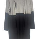 Liz Claiborne  Small Sweater Cardigan Duster Long Colorblock Grey Black Photo 0