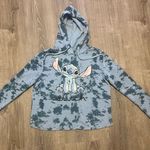 Disney Lilo and Stitch Ohana Blue Tie Dye Boxy Cropped Hoodie Sweatshirt Size S Photo 1