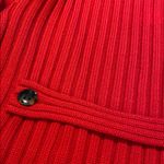 Carlisle  Vtg Heavy Ribbed Merino Wool Red Cowl Neck Button Zip Cardigan Jacket L Photo 10
