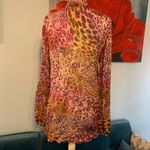 Lafayette 148  Career Silk Button Down Blouse Size 6 Cheetah Top Photo 3
