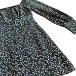 Lulus  Navy Floral Print Mini Dress Long Sleeve Off-Shoulder Size Small NWOT Photo 4