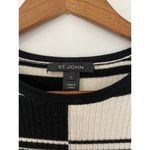 St. John  Collection Graphic Stripe 100% Wool Long Sleeve Maxi Dress Black Beige S Photo 7