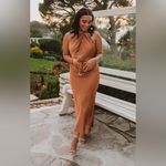 Show Me Your Mumu  Jasmine Halter Midi Dress In Copper Luxe Satin Photo 5