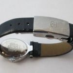 Gucci Paolo  Women's Rhinestone Accented Silvertone Black Leather Band Watch Photo 2