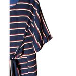 West Kei Striped Tie Waist Blouse‎ Top, Short Sleeve, Navy Blue, Red, White Photo 8