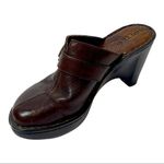 Born Wedge Slip On Brown Leather Mule Clogs Size 7 Photo 1
