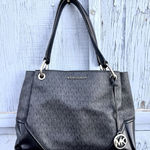 Michael Kors  Nicole Large Triple Compartment Shoulder Leather Tote Bag Black Photo 0