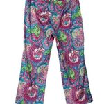 Island Republic Crop Pants Casual Mid Rise Pink Blue Paisley Women’s Size 10 Photo 1