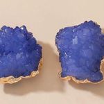 "Travel to Neptune" Blue Irregular Stone Stud Gold Earrings Photo 0