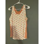 Cato  White And Orange Stripes And Polka Dots Tank Top Size Large Photo 1