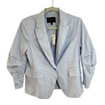 Banana Republic Linen Ruched Sleeve Blazer Womens Size 12 Blue Meditation NWT Photo 0