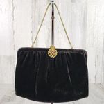 Chocolate Velvet Brown Handbag Clutch Gold Photo 0