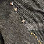 So Nice Rhinestone Stud Embellished LS Vneck Black Sweater Dress Tunic Small Gold Photo 4