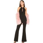 Line and Dot Freya Jumpsuit Halter Tie Wide Flare Leg Black Sleeveless Women's L Photo 11