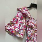 Pink Ditsy Floral Babydoll Dress Off Shoulder Ruffle S Photo 3