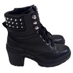 No Boundaries NOBO  Boots Womens Black Studded Combat Lug Sole Ankle Chunky 7.5 Photo 0
