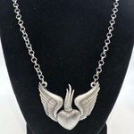 Silver Winged Sacred Heart Necklace Photo 0