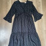Loft black floral empire waist tiered midi dress ~ ruffle details ~ size small Photo 12