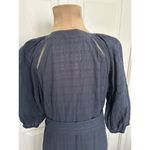 Madewell  Tie-Waist Tiered Midi Dress Windowpane Navy Blue Button Up Size 8 Photo 8