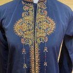 Vision 2000 Dubai Pakistani Embroidery High Neck Dress Size 9 Blue Photo 4
