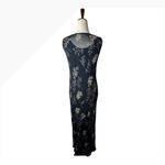April Cornell Dress Women Large Black Floral Embellished Cowl Neck Maxi Vintage Photo 2