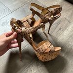 Miu Miu  T Strap Python Snake Print Leather Platform Heels 38 Photo 0