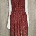Vintage 1950s floral print Angelica apron / dress button strap home maker OS Red Photo 1