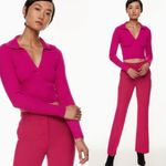 Aritzia NEW‎  Babaton sculpt knit ribbed top polo long sleeve pink Photo 2