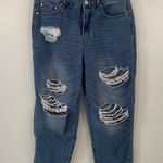 Indigo Rein  Dark Wash Heavy Distressed Boyfriend Denim Capris Size 11 Photo 0