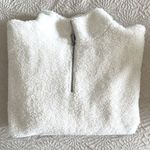 Loft  Womens Half Zip‎ Jacket Fleece Sherpa Pullover Long Sleeve White Size MP Photo 2