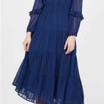 SUNCOO Paris Robe Corinne Midi Dress Royal Blue Embroidered Buttons Size T3 L Size L Photo 0