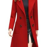 Calvin Klein Women’s Wool Blend Pea Coat Size Large Double Breasted Red Lined Long Winter Photo 12