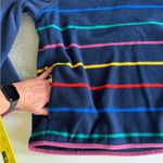 Lands' End Land’s End Heritage Fleece Navy Blue Rainbow Stripe Quarter Snap Sweatshirt M Photo 9