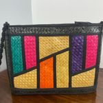 Handmade Vintage Straw Woven Colorblock Shoulder Bag Philippines Black Photo 9