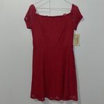 Rewind Lace Dress Off The Shoulder RED Midi Dress Juniors Women’s L Large Photo 1