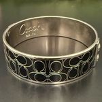 Coach  Signature C Black Enameled Silver-tone Bangle Bracelet 57.9g. Photo 1