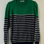 41 Hawthorn Green and Navy Striped Crewneck Sweater Size M Photo 0