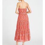 NEW Amur Mariana Rosewood Paisley Floral Strapless Cocktail Tiered Midi‎ Dress 6 Red Photo 1